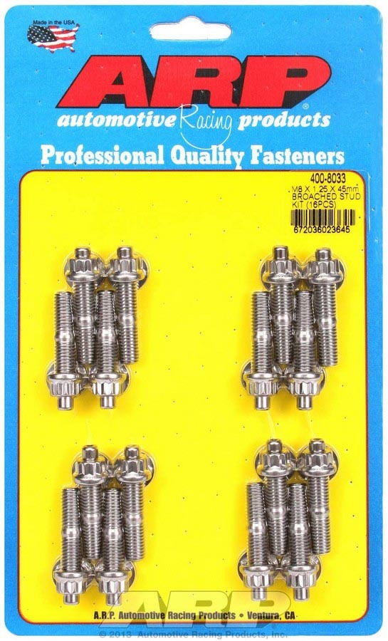 Arp S/S Stud & Nut Kit (16) 8mm x 1.25in x 45mm MPN ARP400-8033 For Universal use