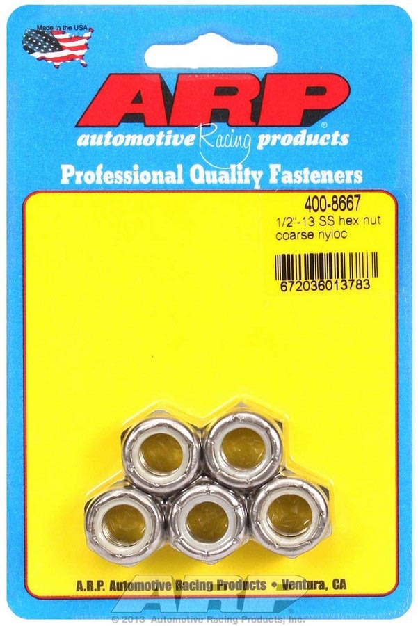 ARP  S/S Hex Nyloc Nuts 1/2-13 (5) 400-8667
