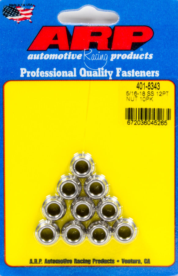 Arp S/S 12pt. Nut - 5/16-18 10pk MPN ARP401-8343