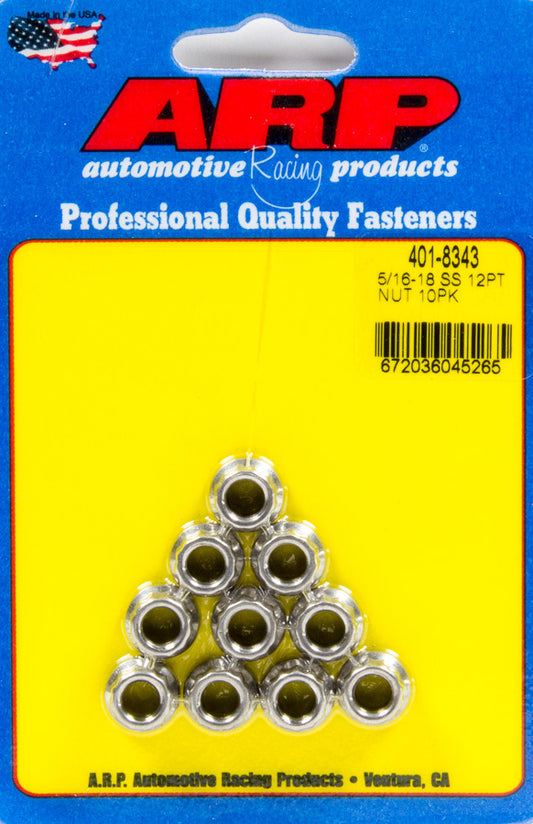 Arp S/S 12pt. Nut - 5/16-18 10pk MPN ARP401-8343