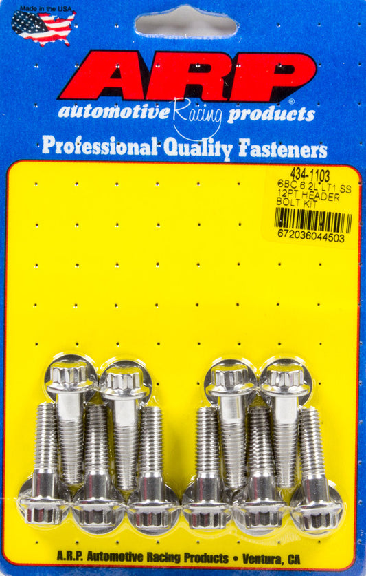 Arp Header Bolt Kit - GM LT1 6.2L 12pt S/S MPN ARP434-1103 For GM GenV LT-Series