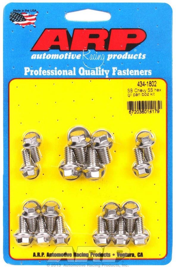 Arp SBC S/S Oil Pan Bolt Kit 6pt. MPN ARP434-1802 For Chevy