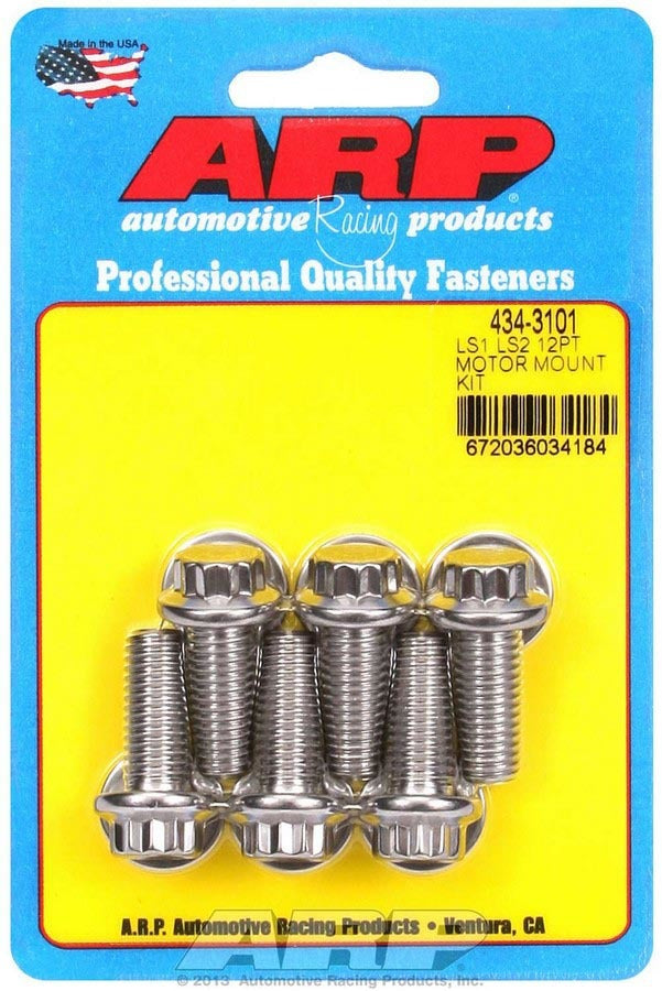 Arp S/S Motor Mount Bolt Kit 12pt. LS1/LS2 MPN ARP434-3101 For GM LS-Series
