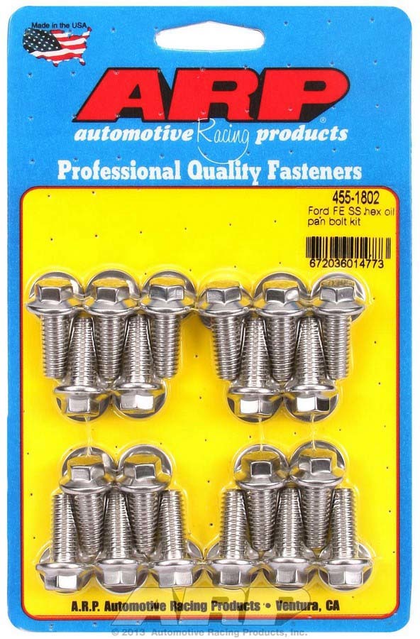 Arp BBF S/S Oil Pan Bolt Kit 6pt. MPN ARP455-1802 For Ford FE-Series