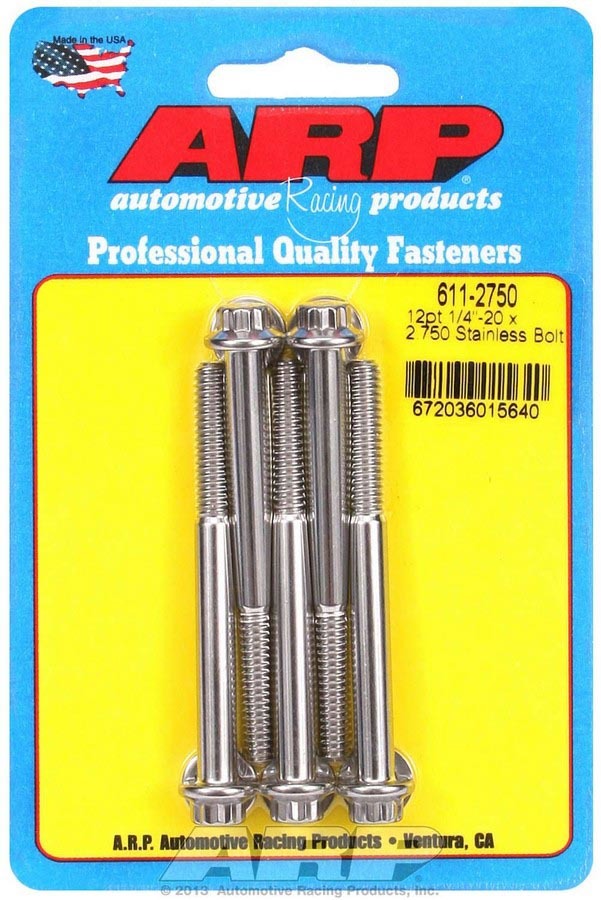 ARP  S/S Bolt Kit - 12pt. (5) 1/4-20 x 2.750 611-2750