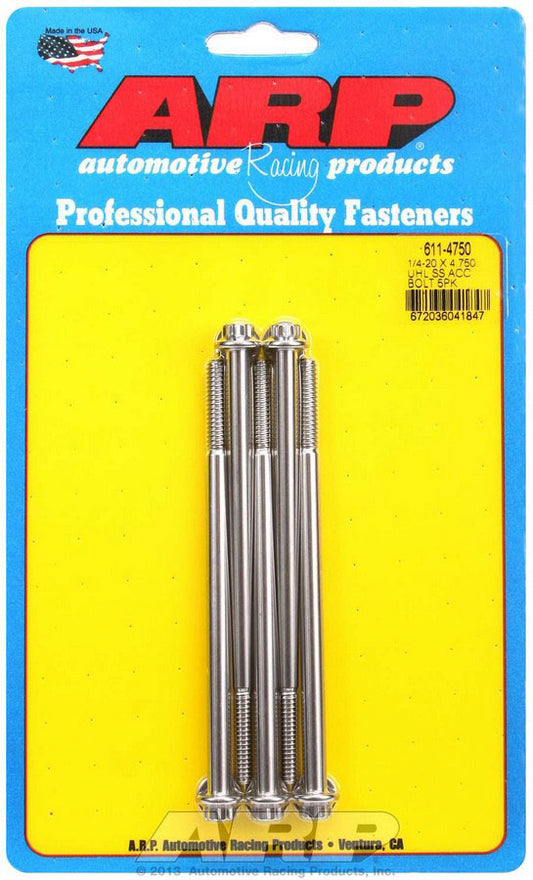 Arp S/S Bolt Kit - 12pt. (5) 1/4-20 x 4.750 MPN ARP611-4750 For Universal use