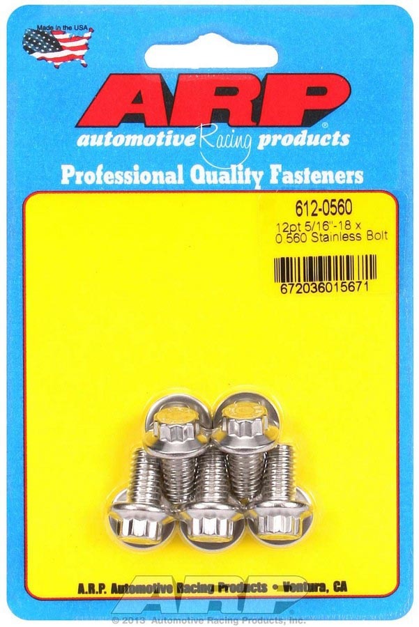 ARP  S/S Bolt Kit - 12pt. (5) 5/16-18 x .560 612-0560