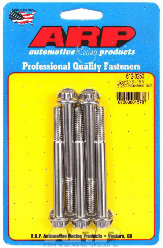 Arp S/S Bolt Kit - 12pt. (5) 5/16-18 x 3.250 MPN ARP612-3250 For Universal use
