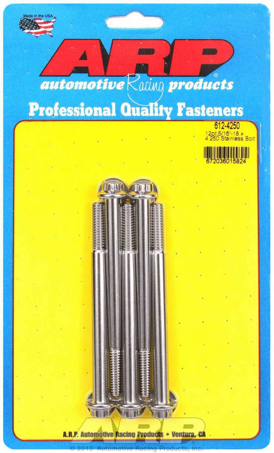 Arp S/S Bolt Kit - 12pt. (5) 5/16-18 x 4.250 MPN ARP612-4250 For Universal use