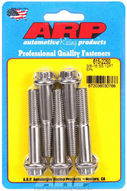Arp S/S Bolt Kit 12pt 5pk 3/8-16 x 2.250 MPN ARP615-2250 For Universal use