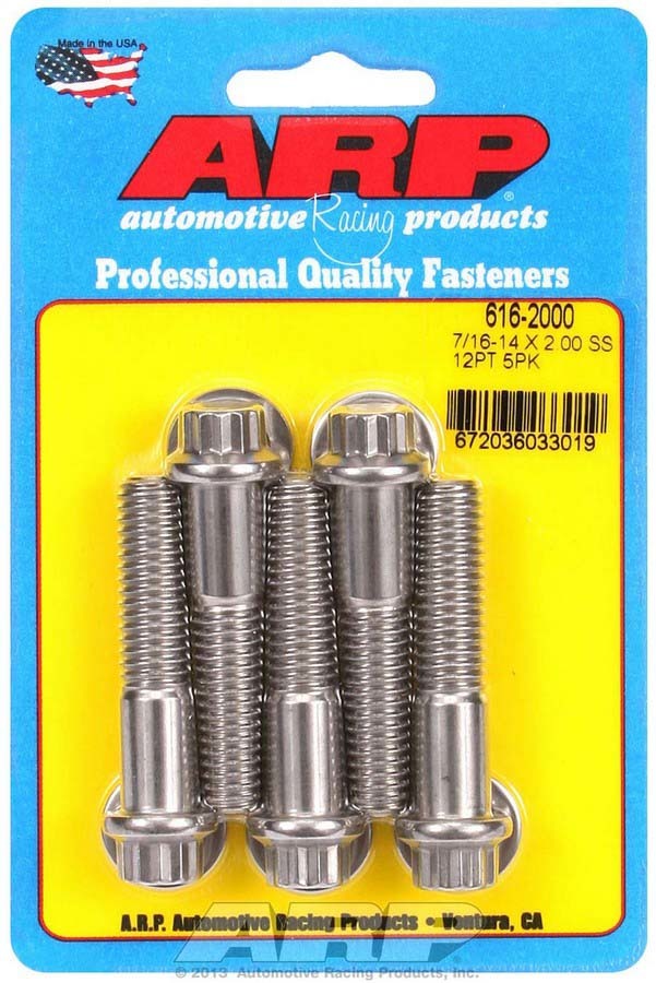 Arp S/S Bolt Kit 12pt 5pk 7/16-14 x 2.000 MPN ARP616-2000 For Universal use