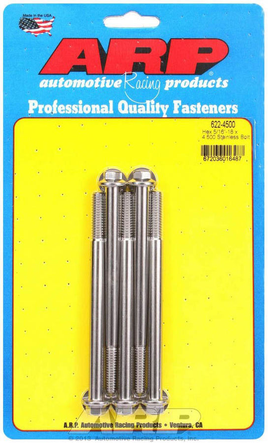 Arp S/S Bolt Kit - 6pt. (5) 5/16-18 x 4.500 MPN ARP622-4500 For Universal use