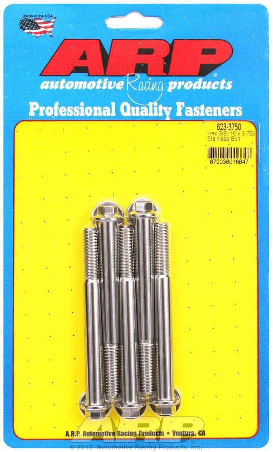 Arp S/S Bolt Kit - 6pt. (5) 3/8-16 x 3.750 MPN ARP623-3750 For Universal use