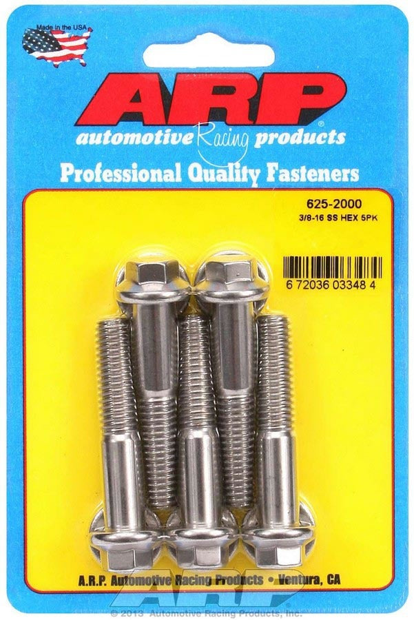Arp S/S Bolt Kit - 6pt. (5) 3/8-16 x 2.000 MPN ARP625-2000 For Universal use