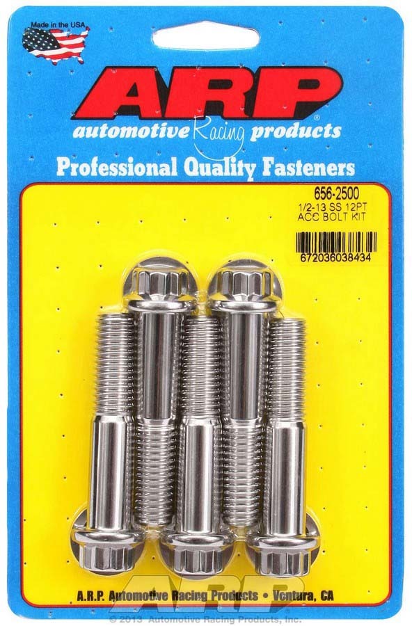 Arp S/S Bolt Kit - 12pt. (5) 1/2-13 x 2.500 MPN ARP656-2500 For Universal use