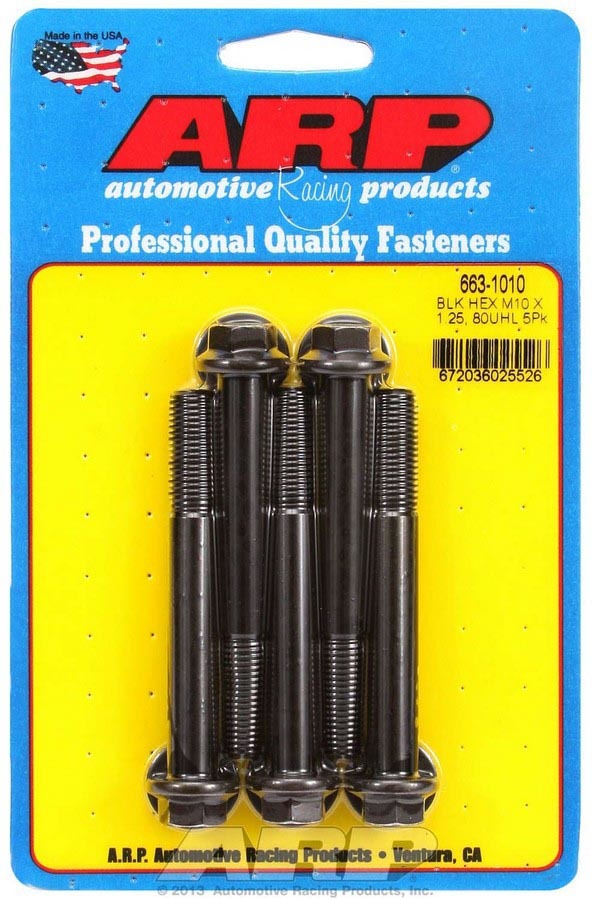 Arp Bolt Kit - 6pt. (5) 10mm x 1.25 x 80mm MPN ARP663-1010 For Universal use