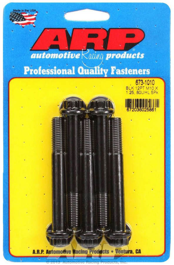 Arp Bolt Kit 12pt 5pk 10mm x 1.25 x 80mm MPN ARP673-1010 For Universal use