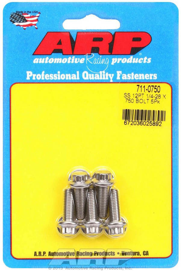 ARP  S/S Bolt Kit - 12pt. (5) 1/4-28 x .750 711-0750
