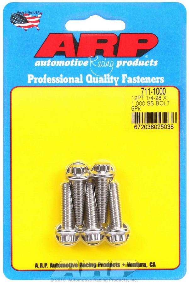 ARP  S/S Bolt Kit - 12pt. (5) 1/4-28 x 1.000 711-1000