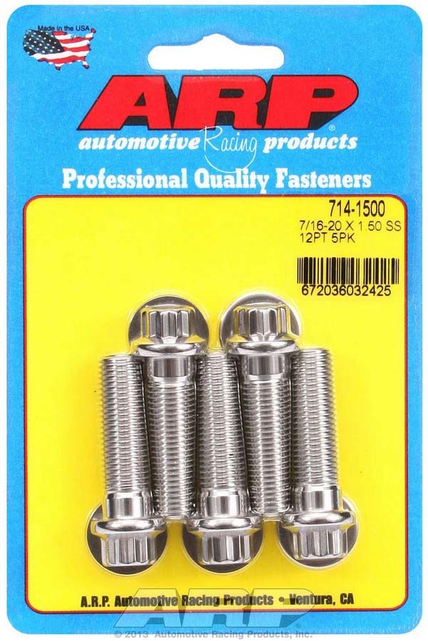 Arp Bolt Kit - SS 12pt 5pk 7/16-20 x 1.500 MPN ARP714-1500 For Universal use