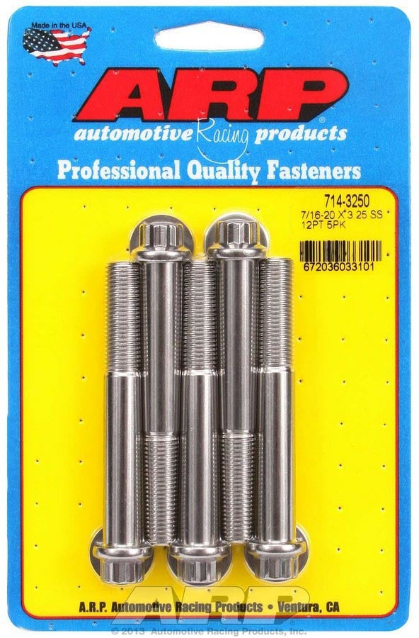 ARP 7/16-20 x 3.250 12pt SS Bolt Kit 5pk ARP714-3250