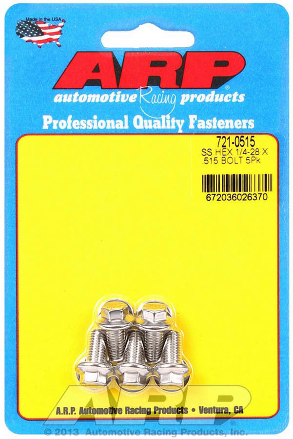 ARP  S/S Bolt Kit - 6pt. (5) 1/4-28 x 0.515 721-0515