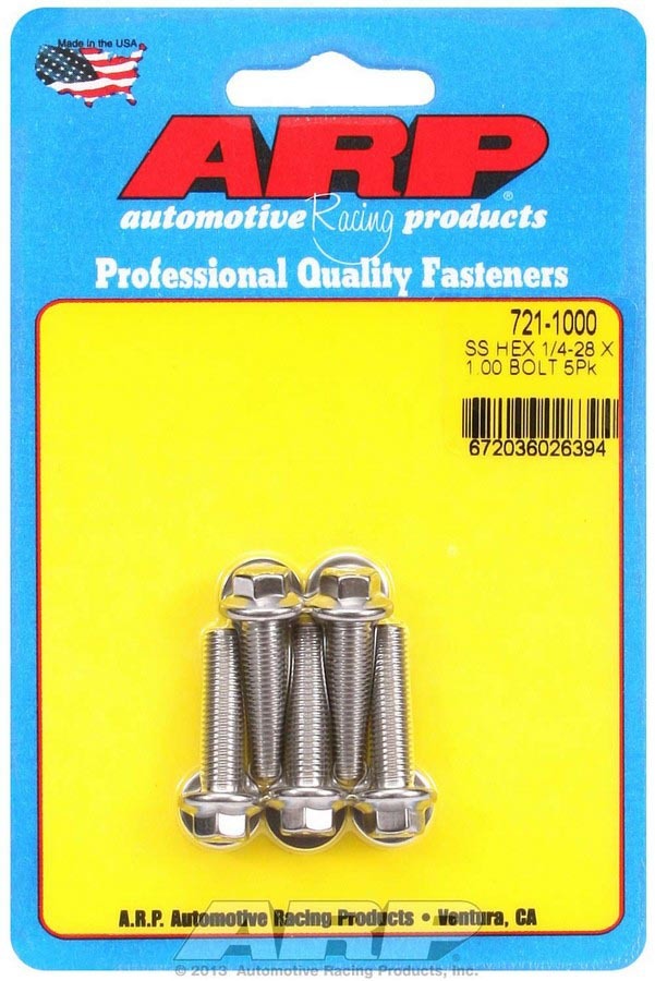 Arp S/S Bolt Kit - 6pt. (5) 1/4-28 x 1.000 MPN ARP721-1000 For Universal use