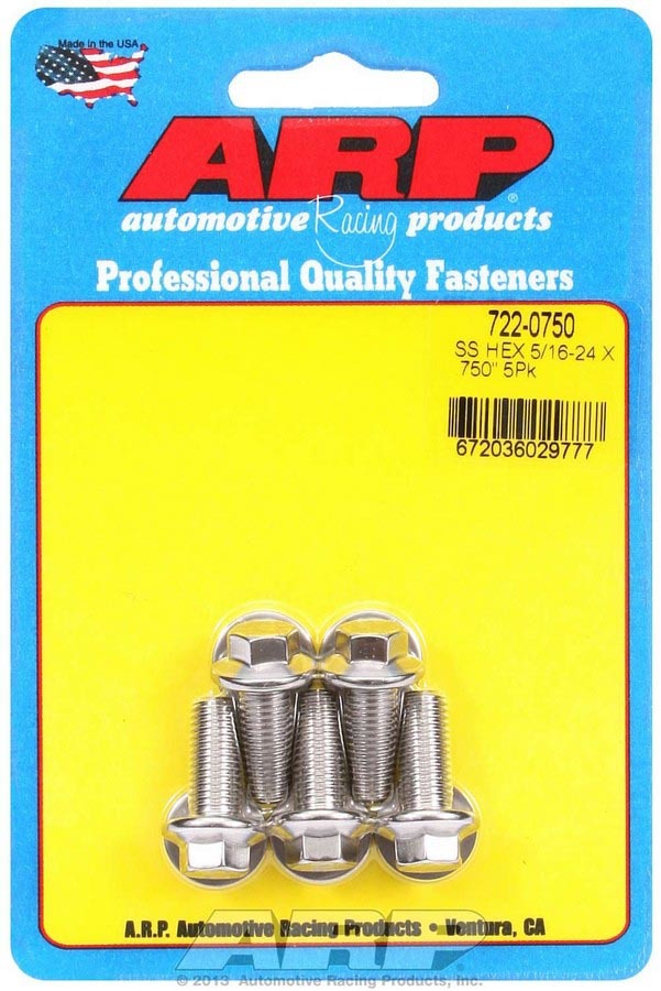 Arp S/S Bolt Kit - 6pt. (5) 5/16-24 x .750 MPN ARP722-0750 For Universal use