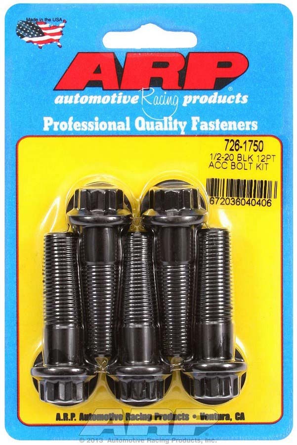 Arp 1/2-20 x 1.750 12pt Bolt Kit (5) Black Oxide MPN ARP726-1750 For Universal use
