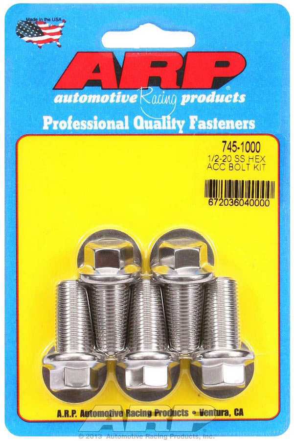 Arp S/S Bolt Kit - 6pt. (5) 1/2-20 x 1.000 MPN ARP745-1000 For Universal use