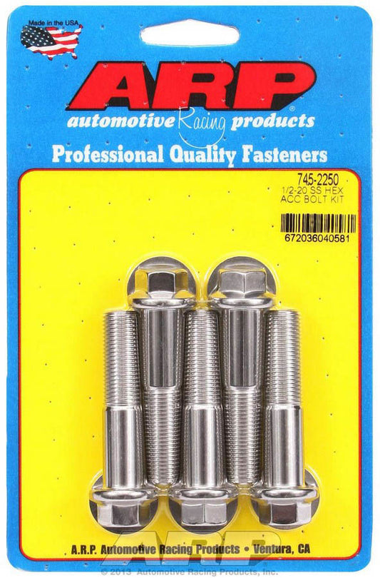 Arp S/S Bolt Kit - 6pt. (5) 1/2-20 x 2.250 MPN ARP745-2250 For Universal use