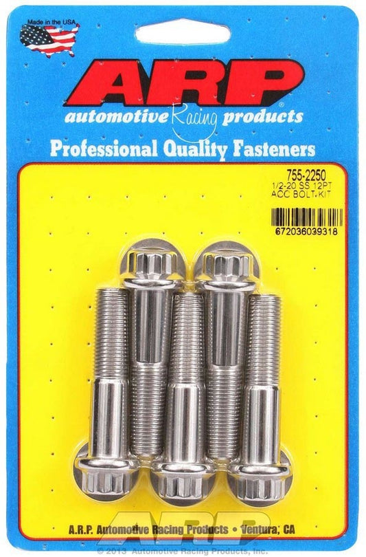 Arp S/S Bolt Kit - 12pt. (5) 1/2-20 x 2.250 MPN ARP755-2250 For Universal use