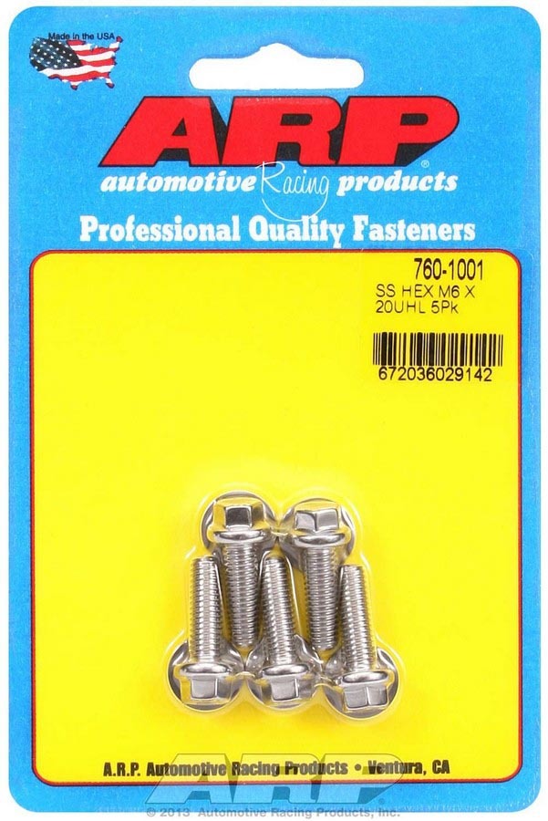 ARP  S/S Bolt Kit - 6pt. (5) 6mm x 1.00 x 20mm 760-1001