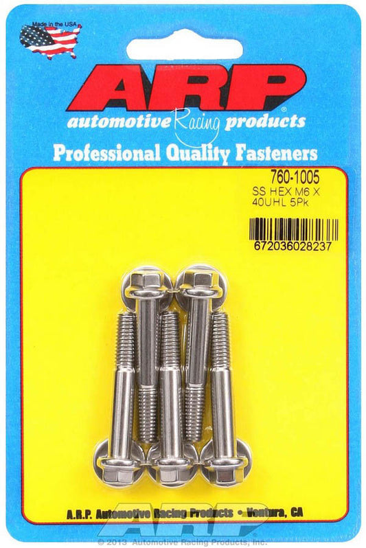 Arp S/S Bolt Kit - 6pt. (5) 6mm x 1.00 x 40mm MPN ARP760-1005 For Universal use