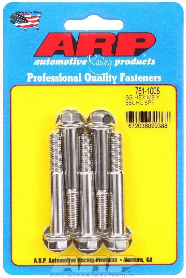 Arp Bolt Kit - SS 6pt 5pk 8mm x 1.25 x 55mm MPN ARP761-1008 For Universal use