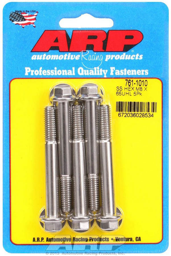 ARP  8mm x 1.25 x 65mm 6pt SS Bolt Kit 5pk 761-1010