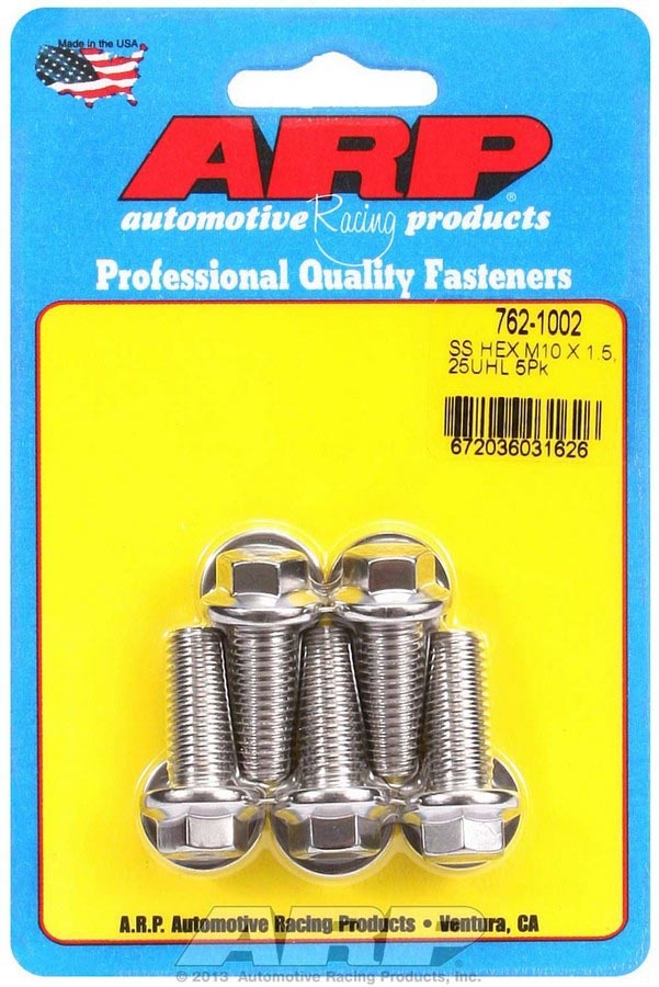 Arp S/S Bolt Kit - 6pt. (5) 10mm x 1.5 x 25mm MPN ARP762-1002 For Universal use