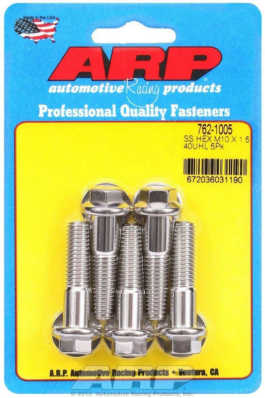 Arp 10mm x1.50x40 SS Hex Bolt Kit 5pk MPN ARP762-1005 For Universal use