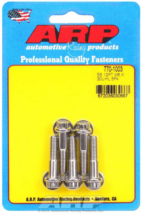 ARP  S/S Bolt Kit - 12pt. (5) 6mm x 1.00 x 30 770-1003