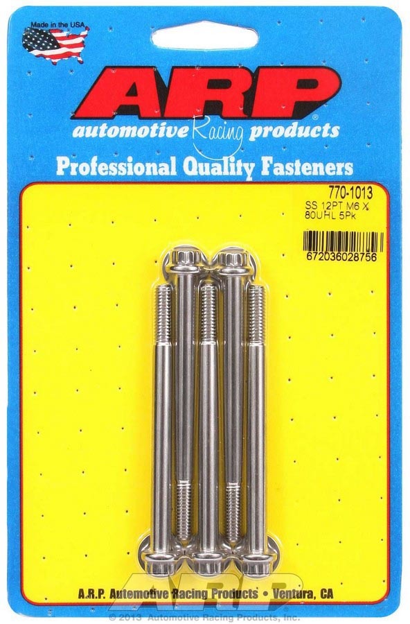 ARP  S/S Bolt Kit - 12pt. (5) 6mm x 1.00 x 80 770-1013