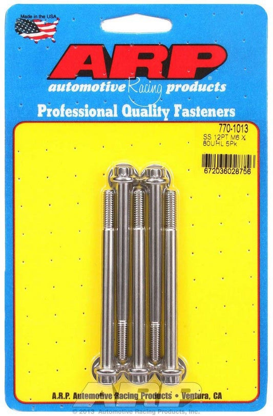 ARP  S/S Bolt Kit - 12pt. (5) 6mm x 1.00 x 80 770-1013
