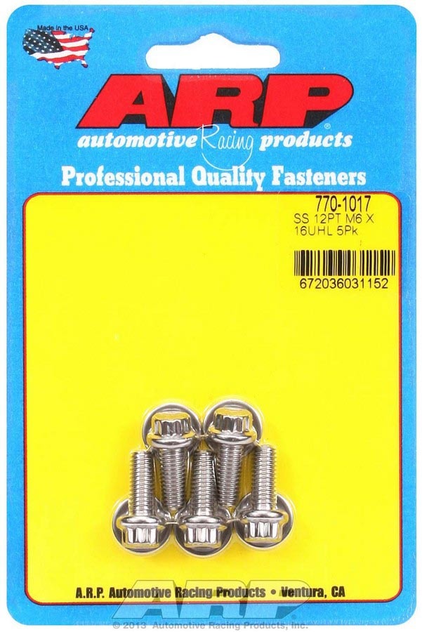 ARP  S/S Bolt Kit - 12pt. (5) 6mm x 1.00 x 16 770-1017