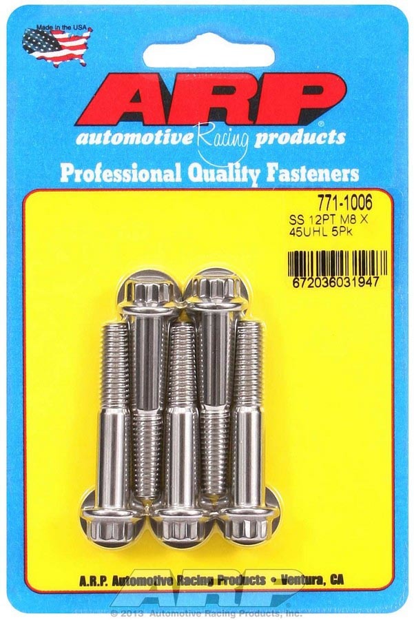 ARP  S/S Bolt Kit -12pt (5pk) 8mm x 1.25 x 45mm 771-1006