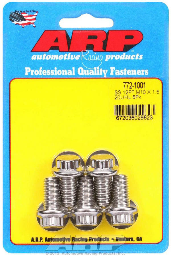 Arp 10mm x 1.50 x 20 12pt SS Bolt Kit 5pk MPN ARP772-1001 For Universal use