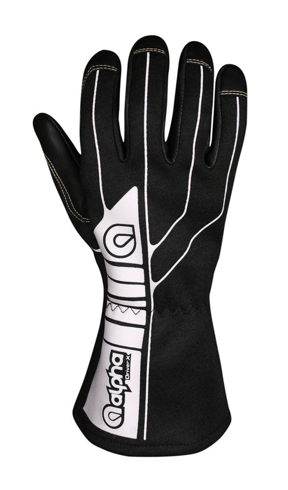 Alpha Gloves  Glove Driver X Black Medium SFI 3.3/1 AGD1-01-M