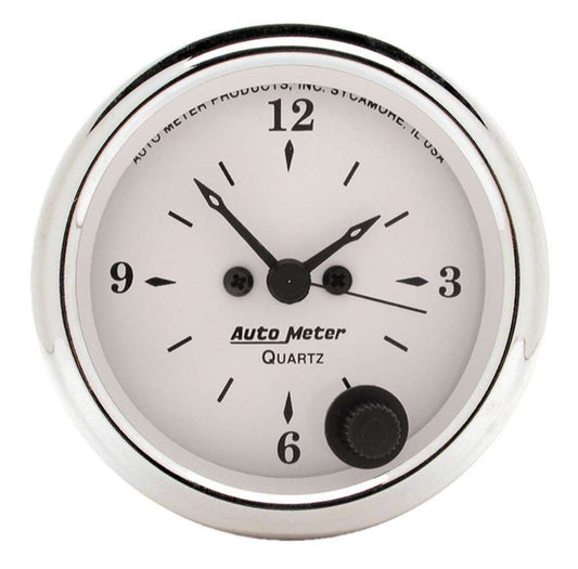 Autometer Old Tyme White 2 1/16in Quartz Clock MPN ATM1686