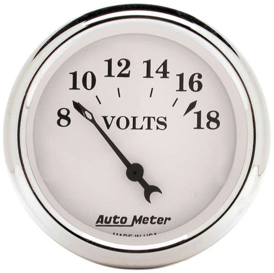 Autometer Old Tyme White 2 1/16in Voltmeter 8-18 MPN ATM1692