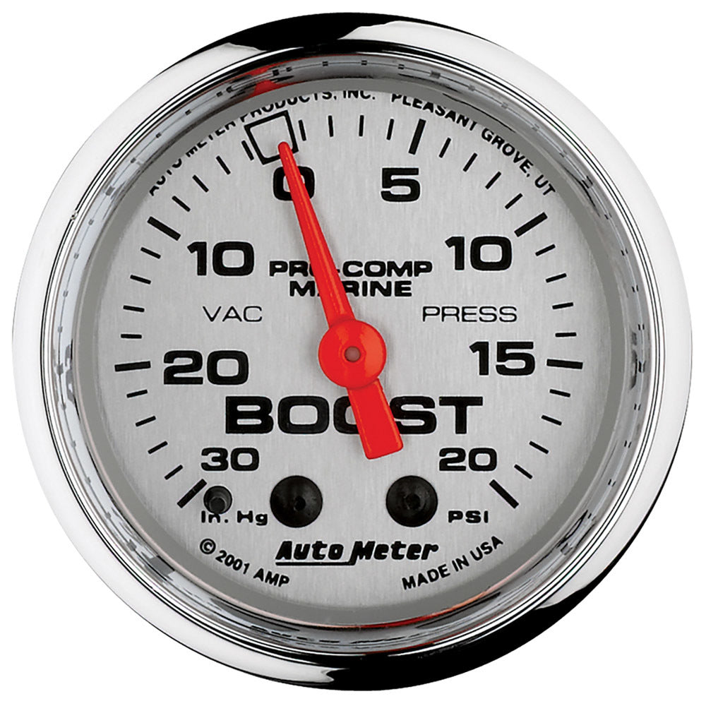 Autometer 2-1/16 PC Marine Gauge Vac/Boost 30HG/20PSI MPN ATM200774-35