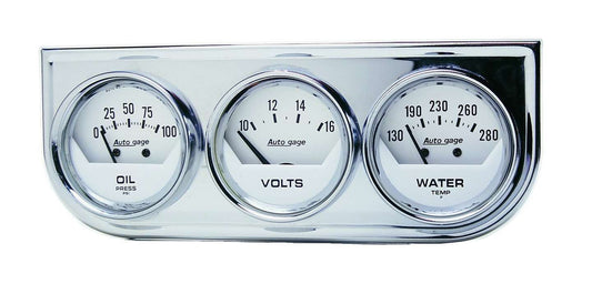 Autometer 2-1/16in Oil/Volt/Water Chrm Short Sweep Console MPN ATM2325