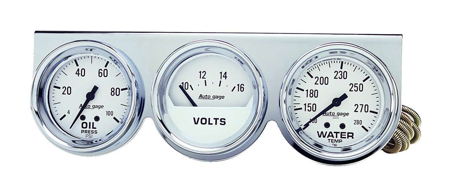 Autometer 2-5/8in Oil/Volt/Water Chrome Console MPN ATM2329